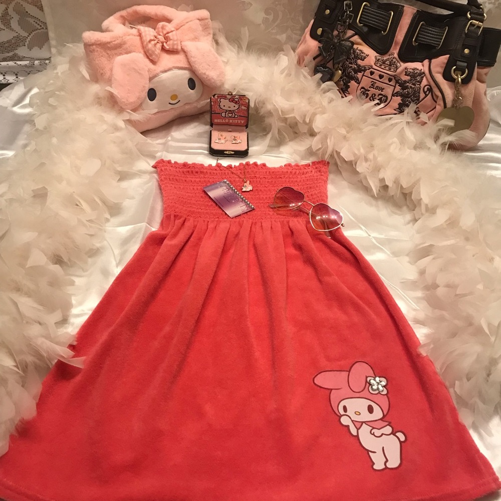 Adorable y2k my melody terry cloth dress earrings and necklace 💖🍭